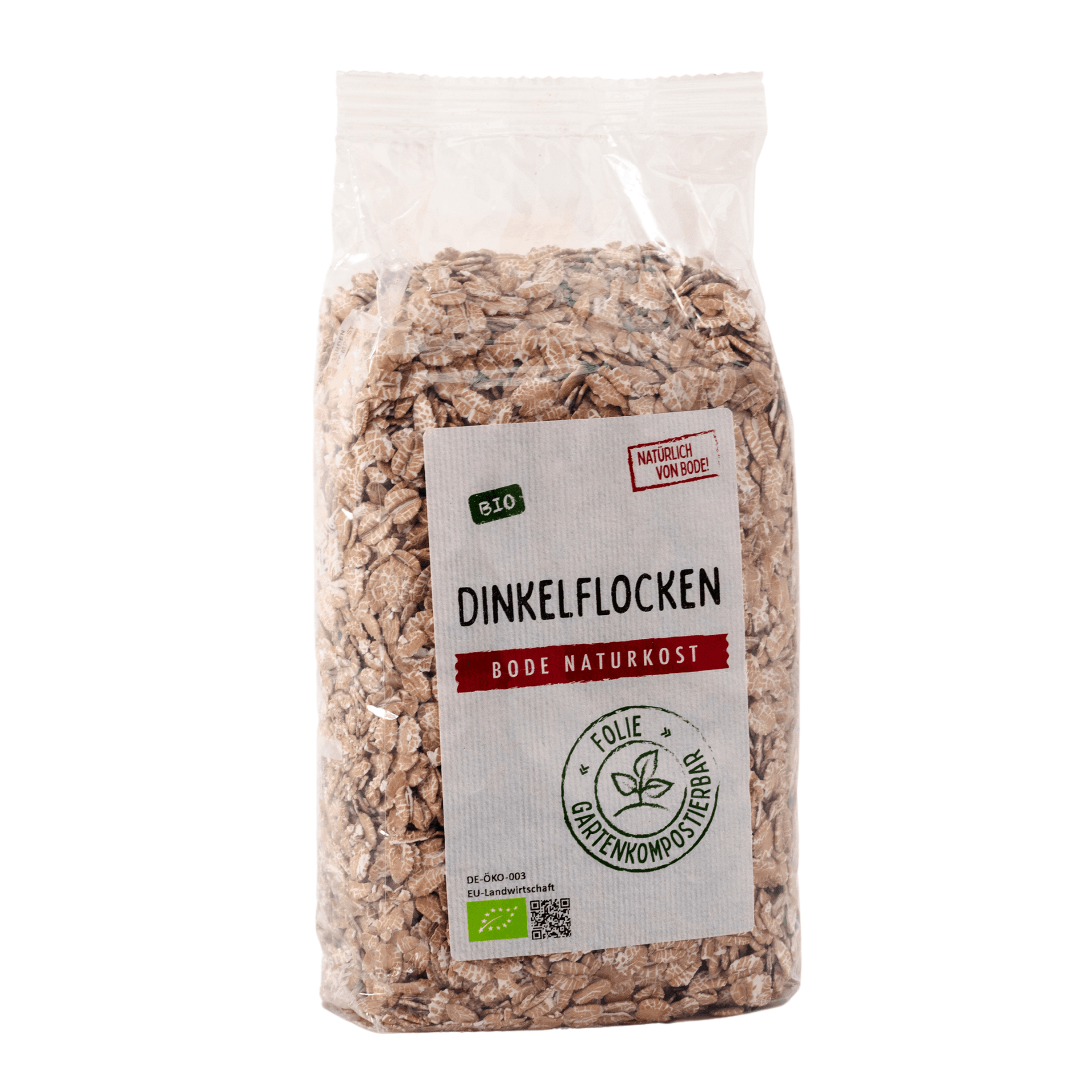 Escamas de espelta orgánicas, bolsa compostable para jardín 6x500g