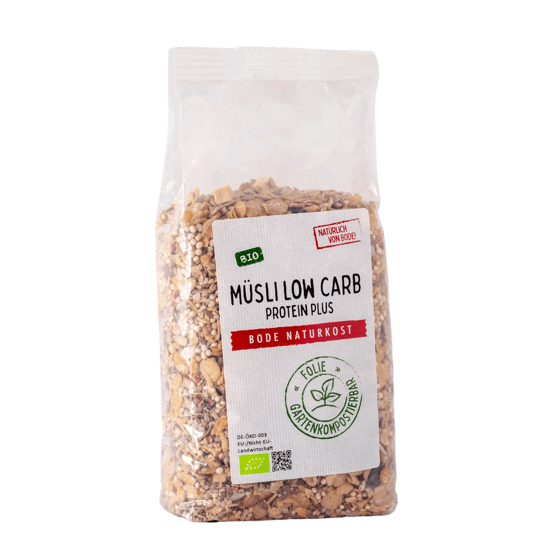 Cereal Low Carb Protein plus Orgánico, bolsa compostable 6x500g