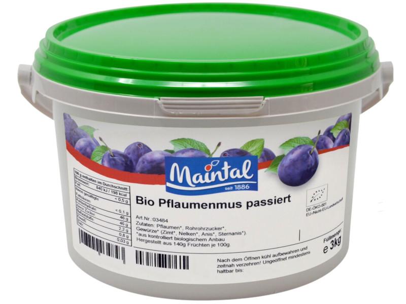 Puré de ciruelas ecológicas Maintal 3 kg con azúcar ecológico alemán