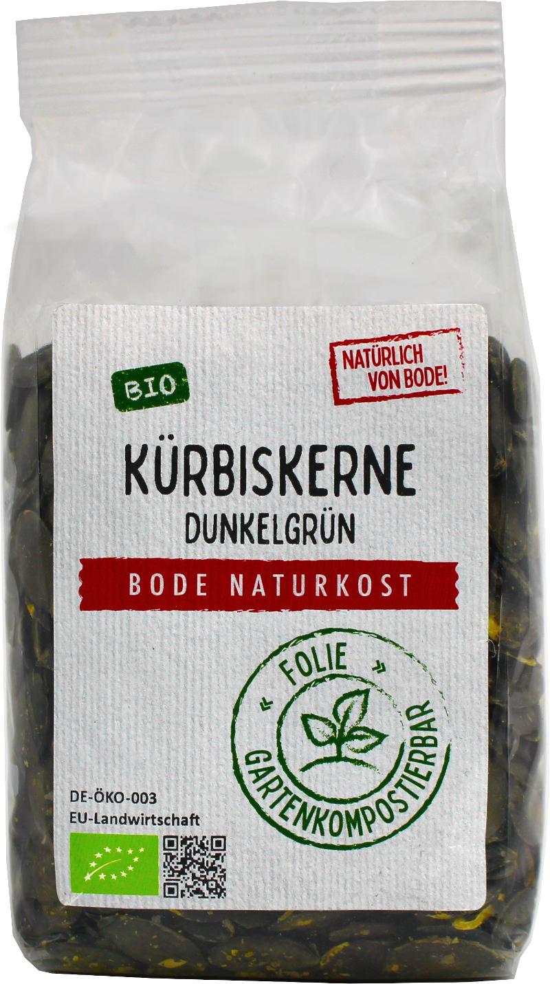 Semillas de calabaza verde oscuro orgánicas de Europa, bolsa compostable 6x200g