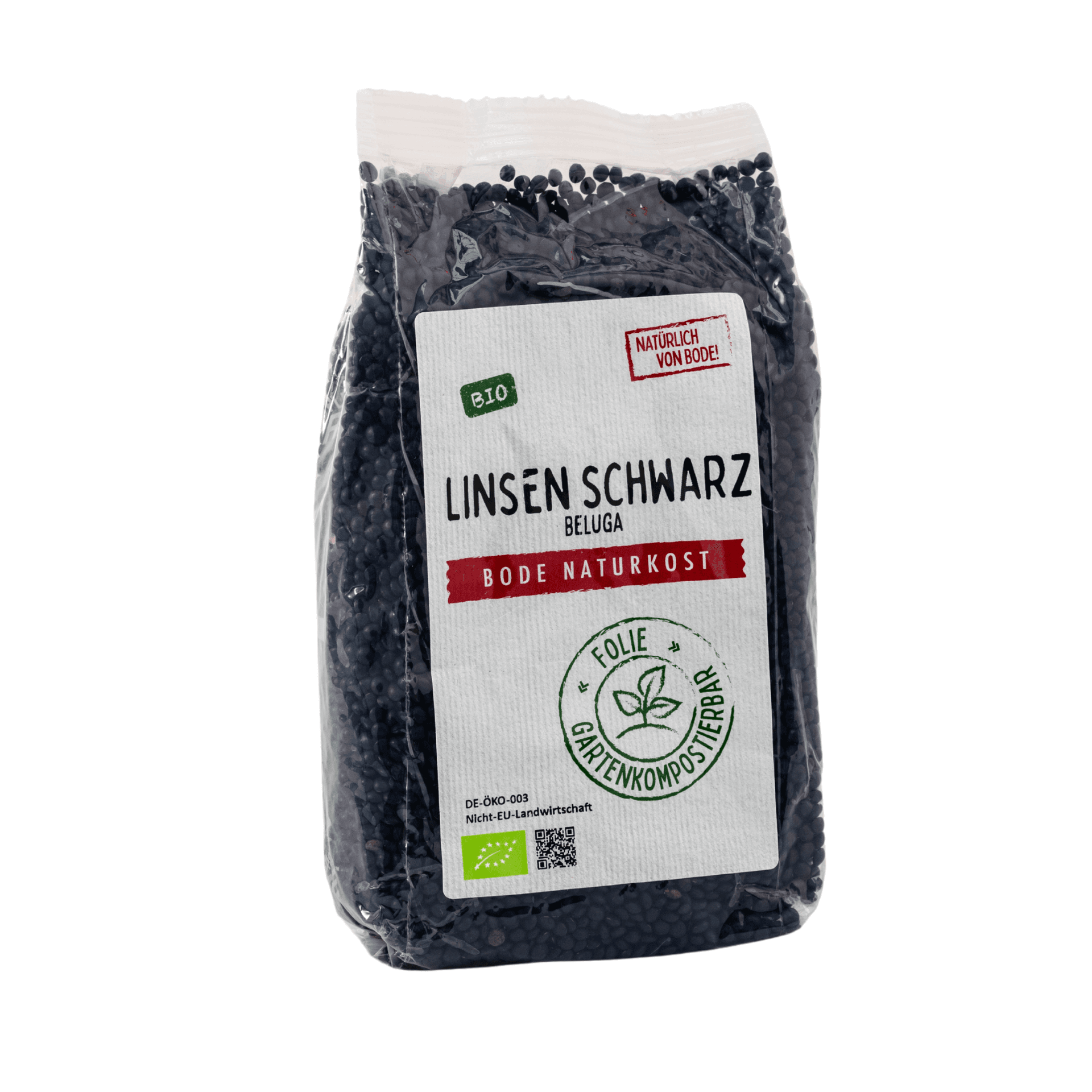 Lentejas negras orgánicas (Beluga), bolsa compostable en el jardín 6x500g