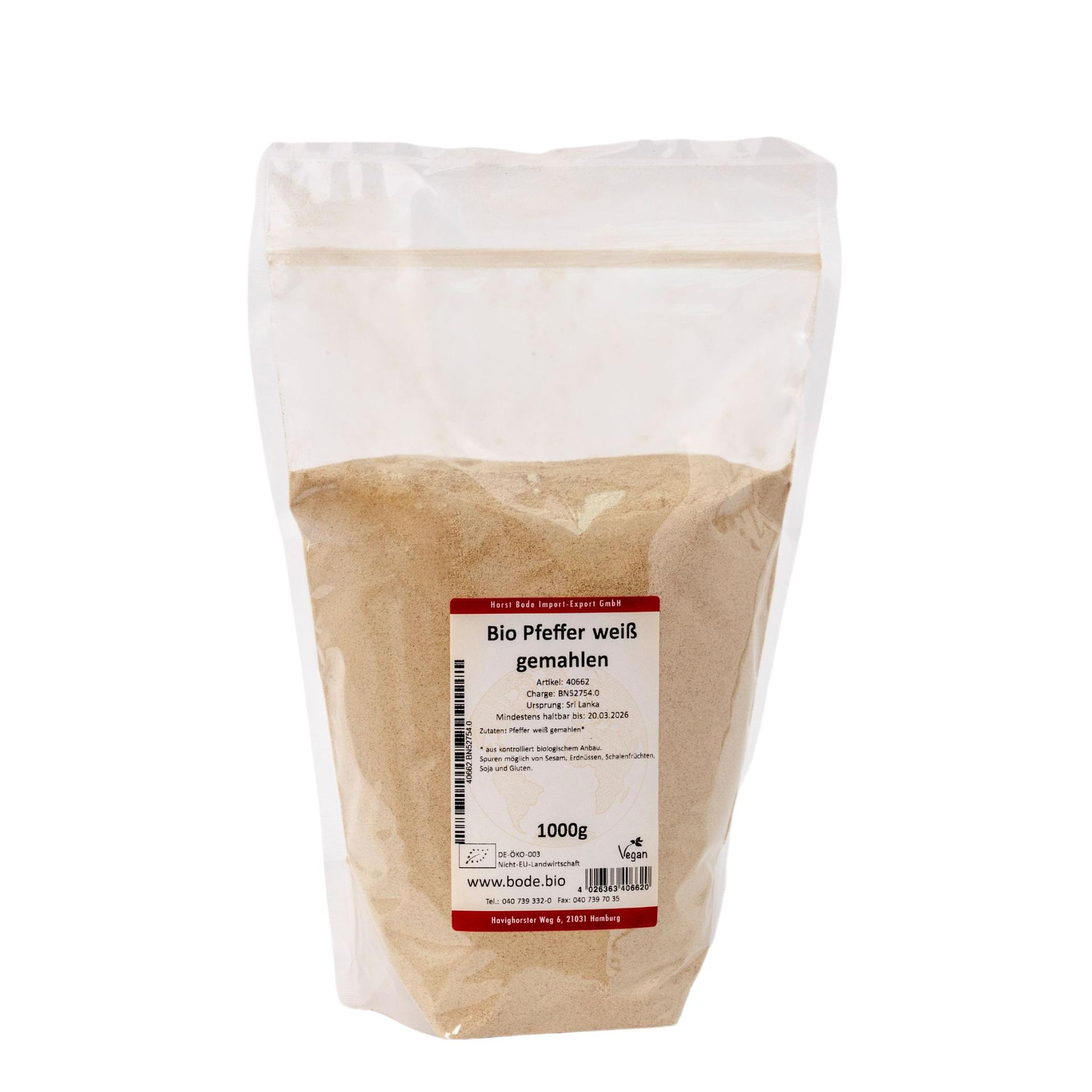 Pimienta blanca molida orgánica 1kg