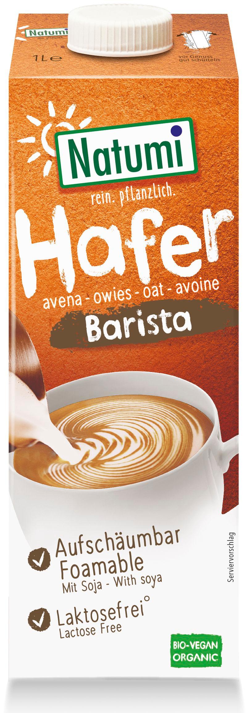 Bebida de avena Barista sin azúcar añadido, con soja orgánica Natumi 8x1l