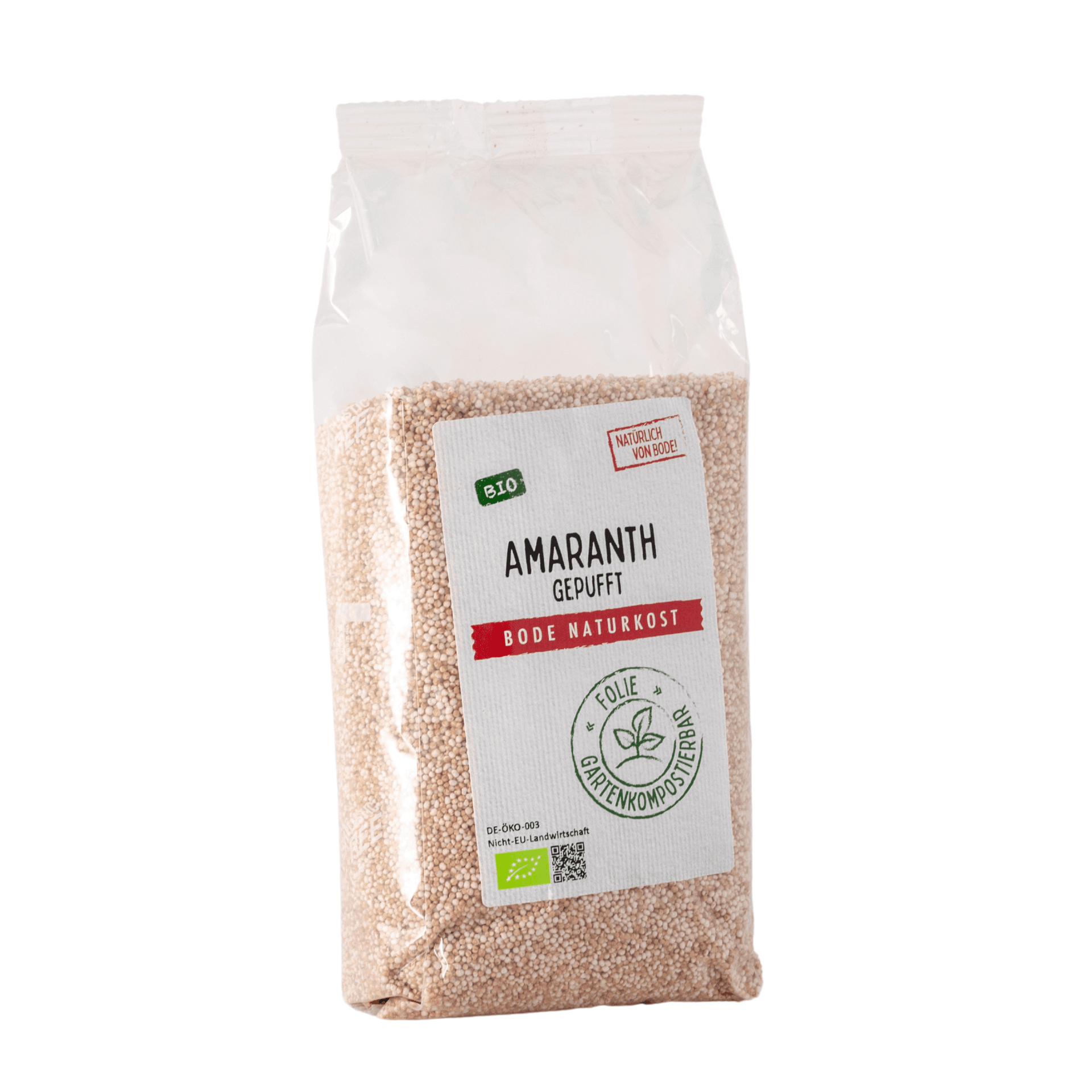 Amaranto inflado orgánico, bolsa compostable en el jardín 6x150g
