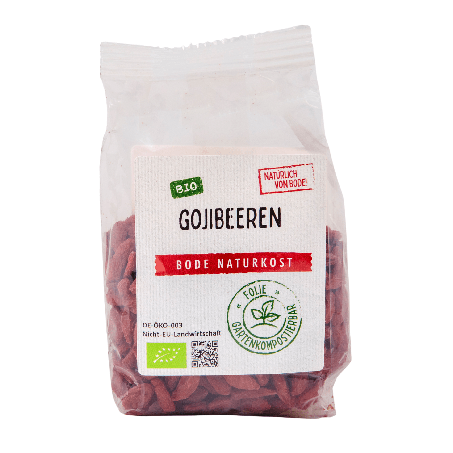 Bayas de Goji secas orgánicas, bolsa compostable de jardín 6x100g