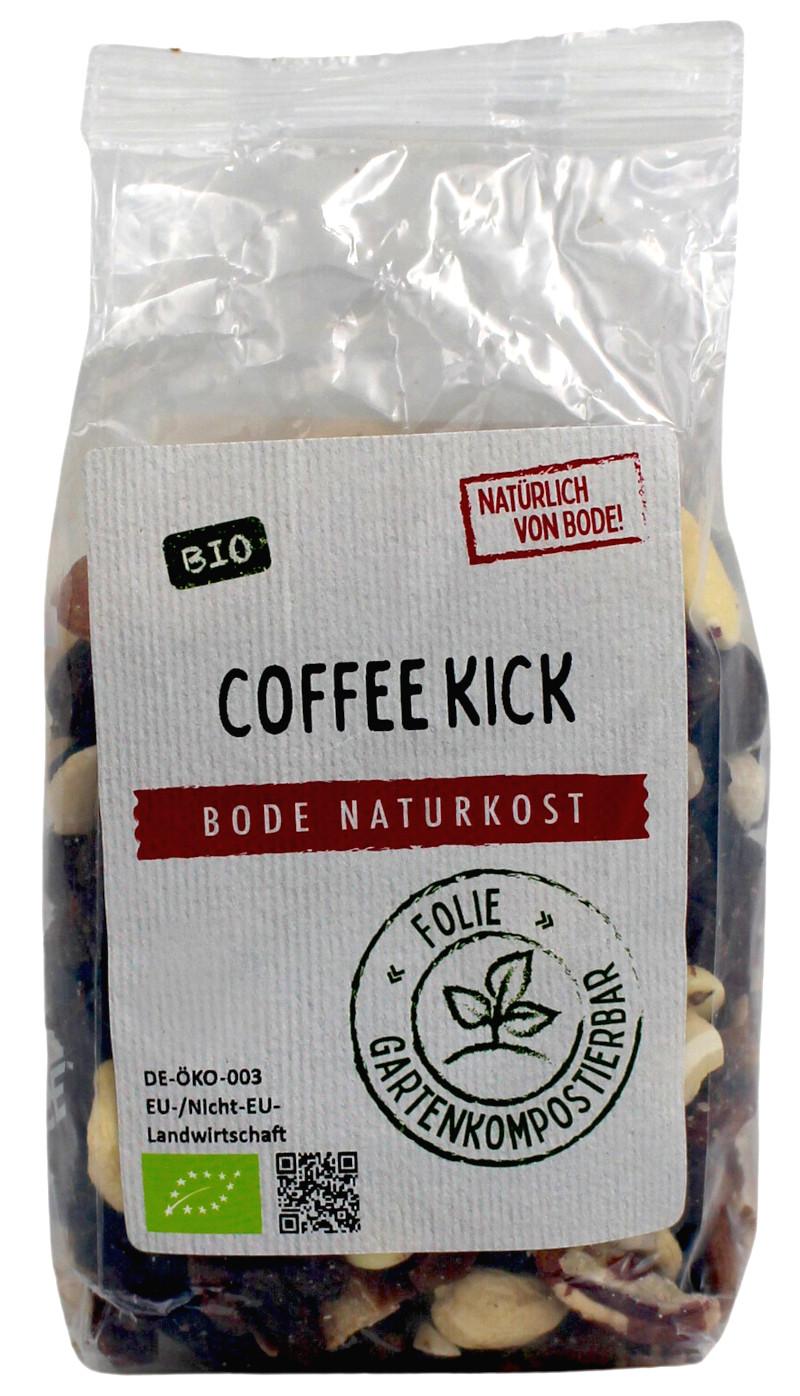 Coffee Kick orgánico (Mezcla de Frutos Secos y Frutas Espresso) bolsa compostable en jardín 6x200g