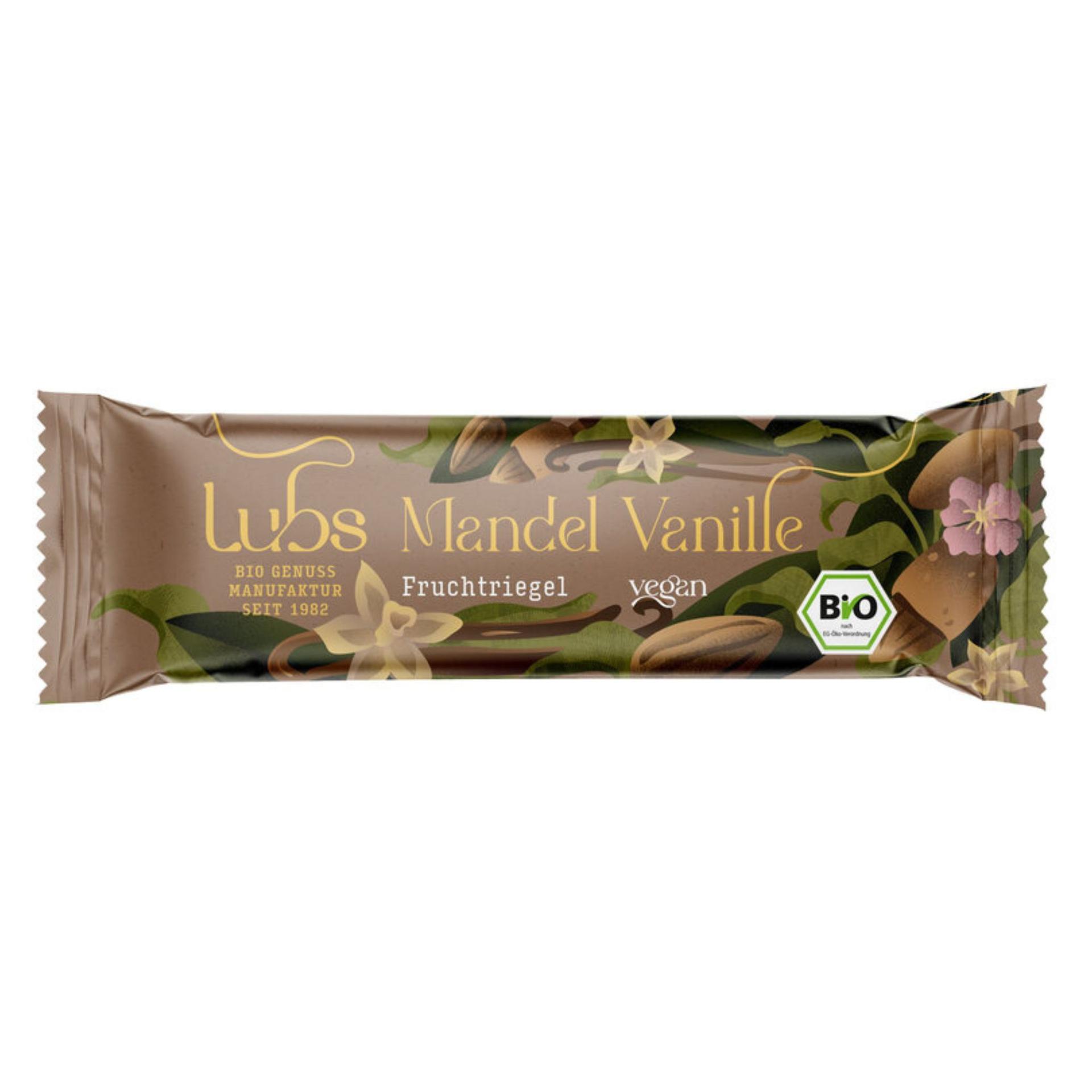 Barra de frutas y frutos secos con almendra y vainilla orgánica, sin gluten Lubs 24x40g