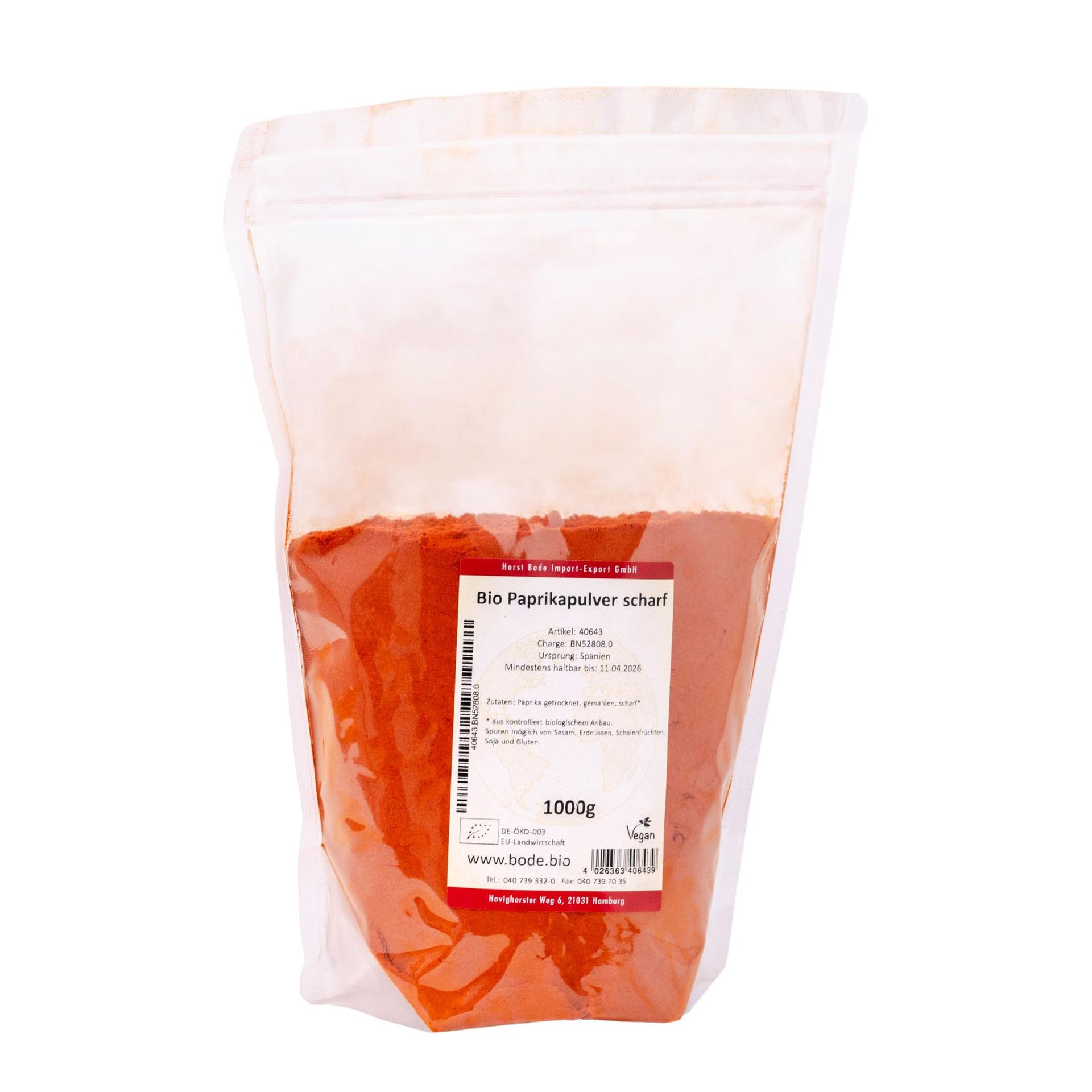 Pimiento en polvo picante orgánico 1kg