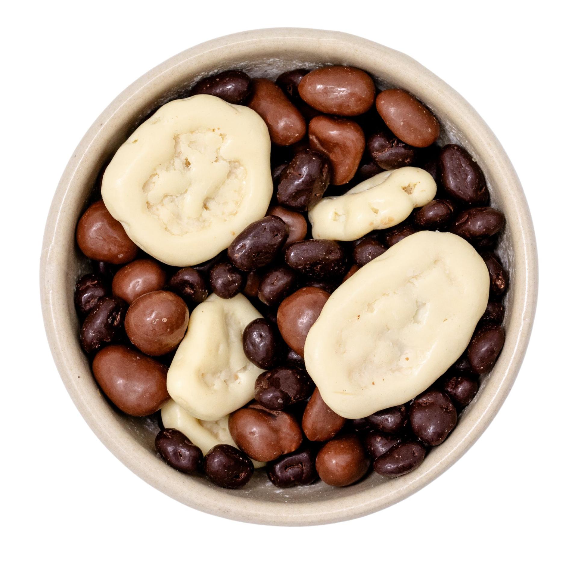Mezcla de frutos secos y frutas cubiertas de chocolate bio 10kg