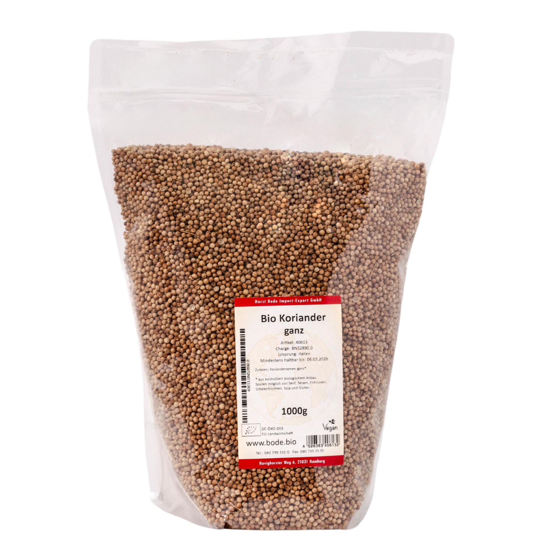 Coriandro entero orgánico 1kg