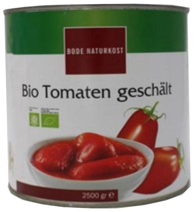 Tomates pelados orgánicos en lata, capacidad de llenado de 2,5 kg, ATG 1,5 kg
