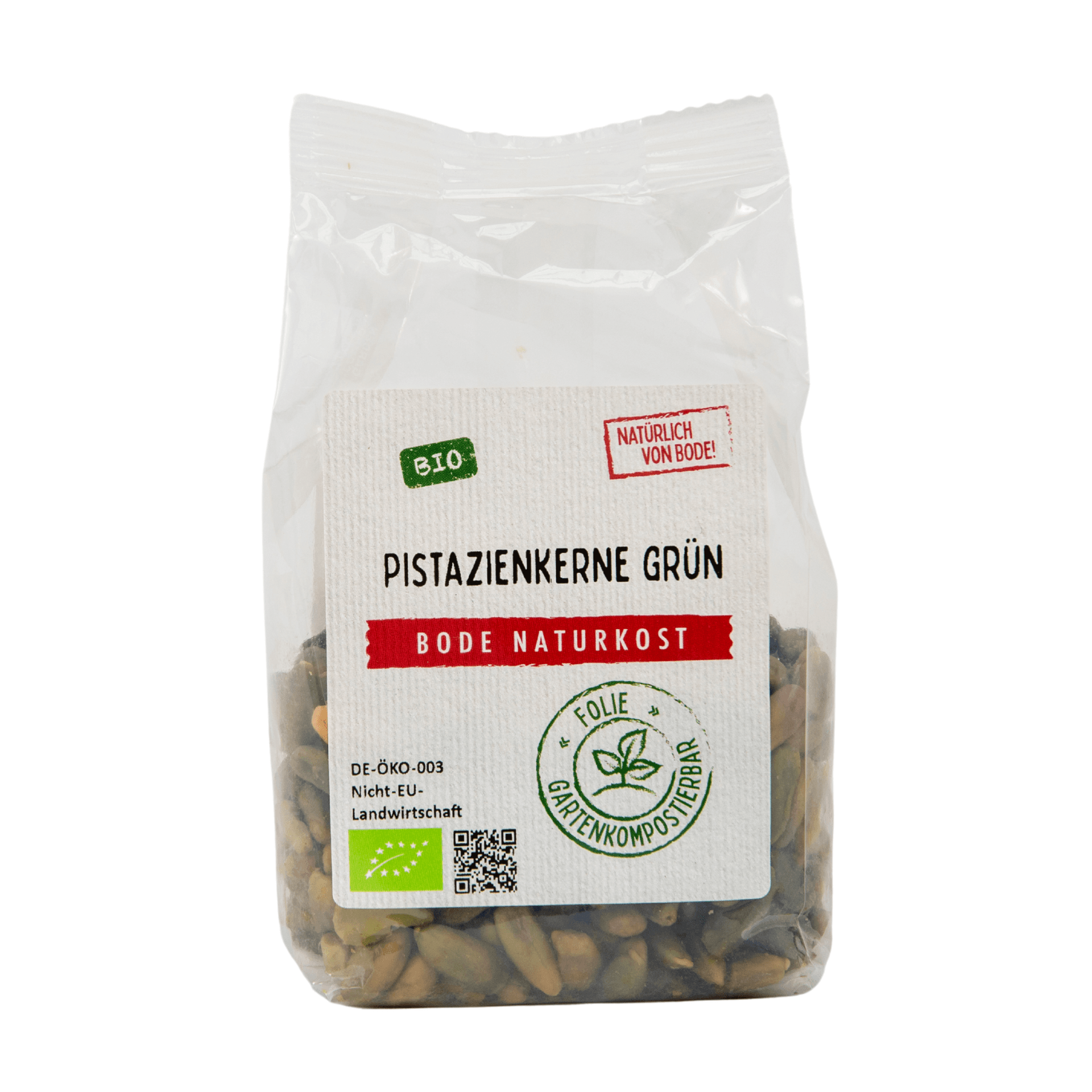 Núcleos de pistacho verdes ecológicos Premium bolsa compostable en el jardín 6x100g