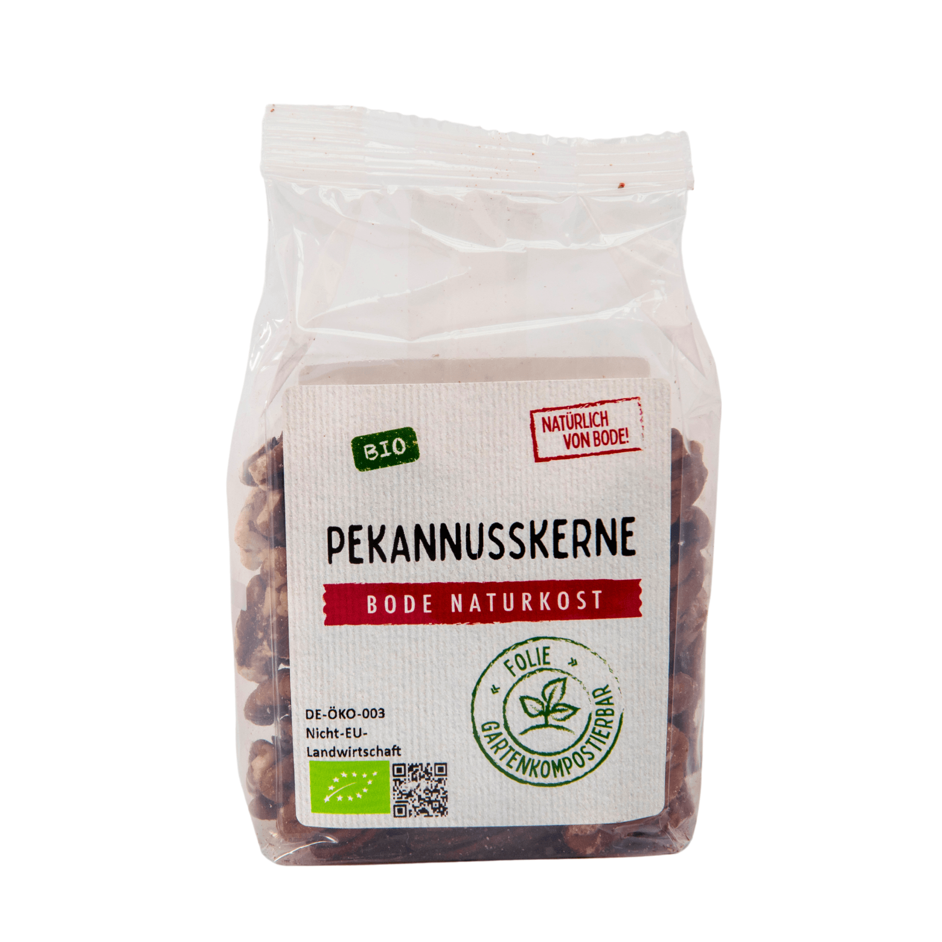 Núcleos de nuez pecana orgánicos, bolsa compostable en el jardín 6x100g