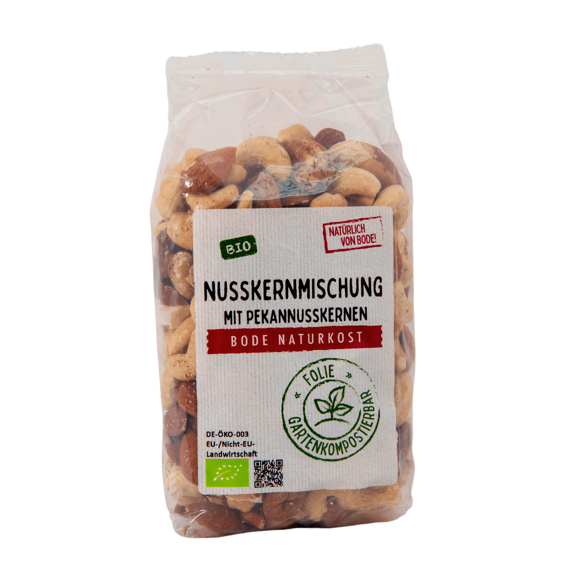 Mezcla de frutos secos bio con nueces pecanas, bolsa compostable 6x250g