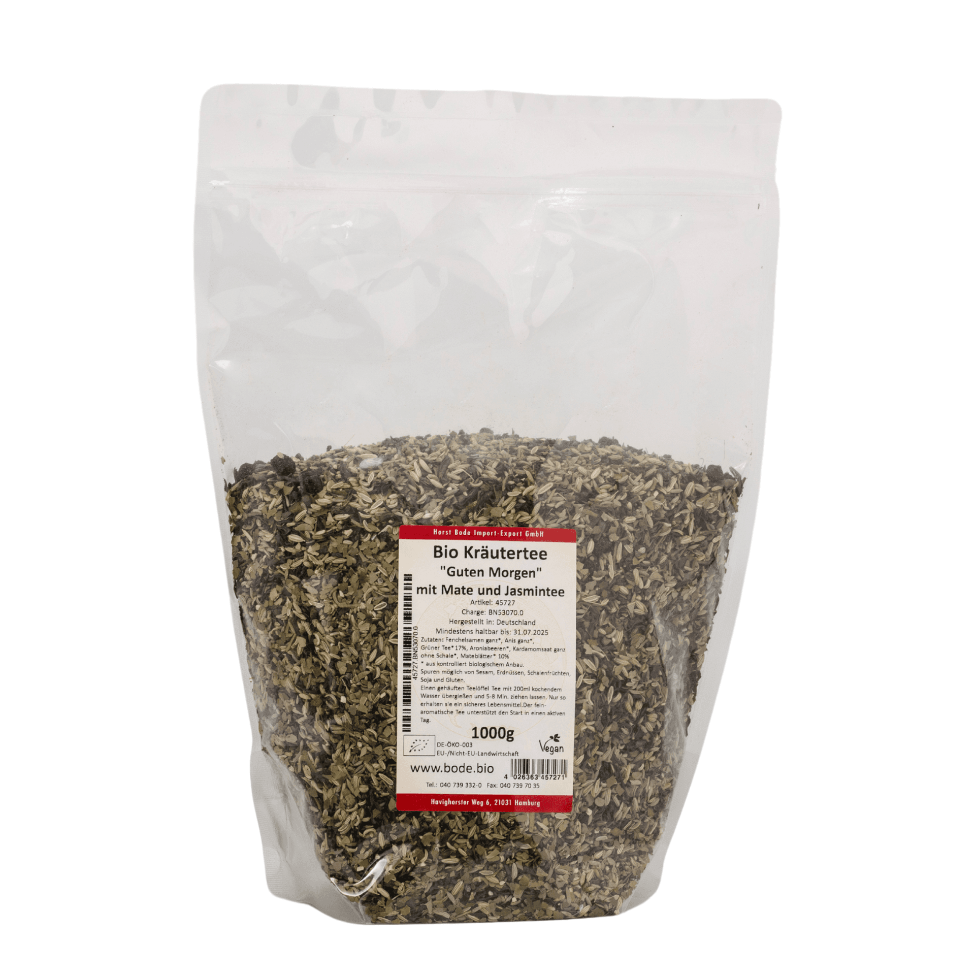 Té de hierbas "Buenos días" orgánico con té de mate y jazmín 1kg