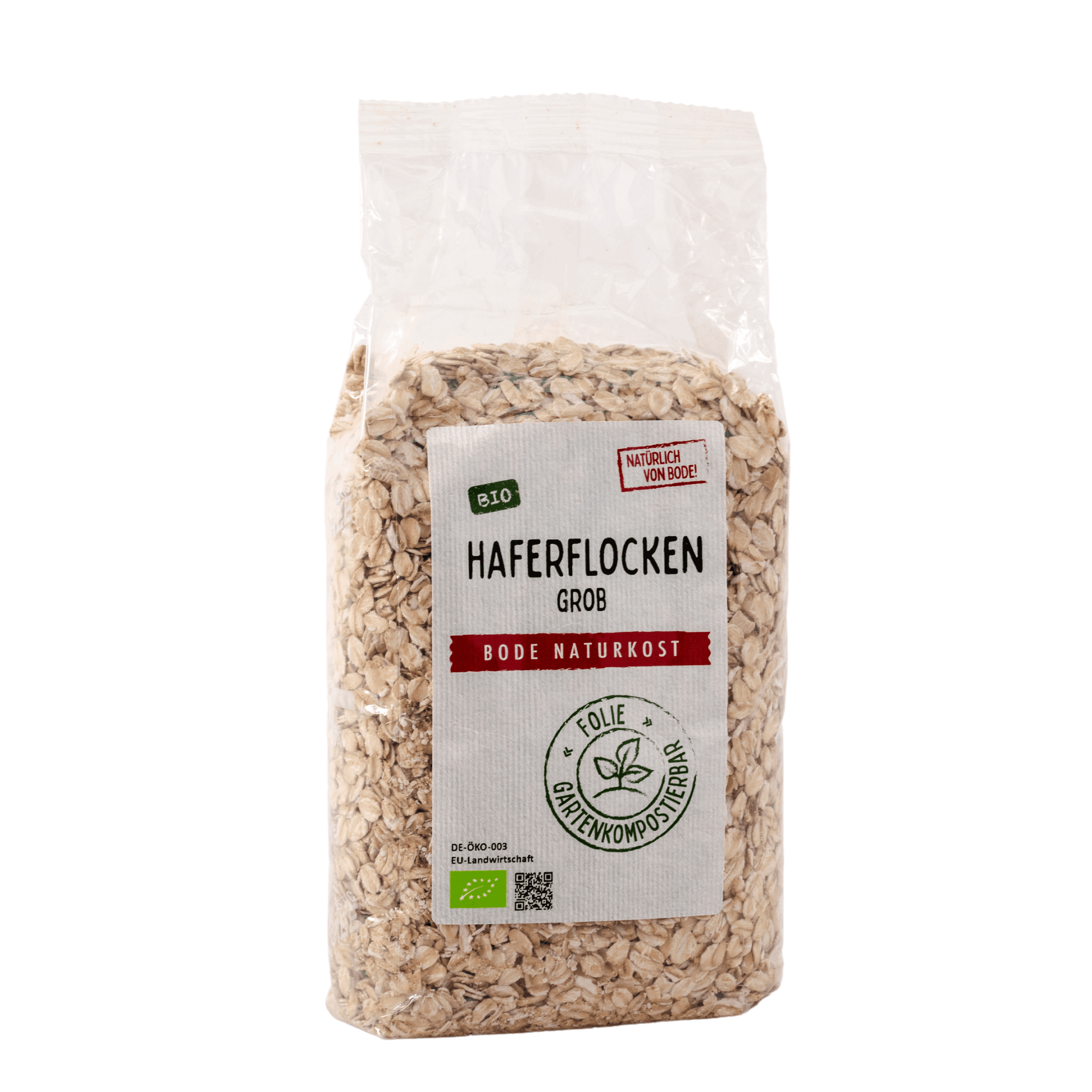 Copos de avena gruesos ecológicos, bolsa compostable 6x500g