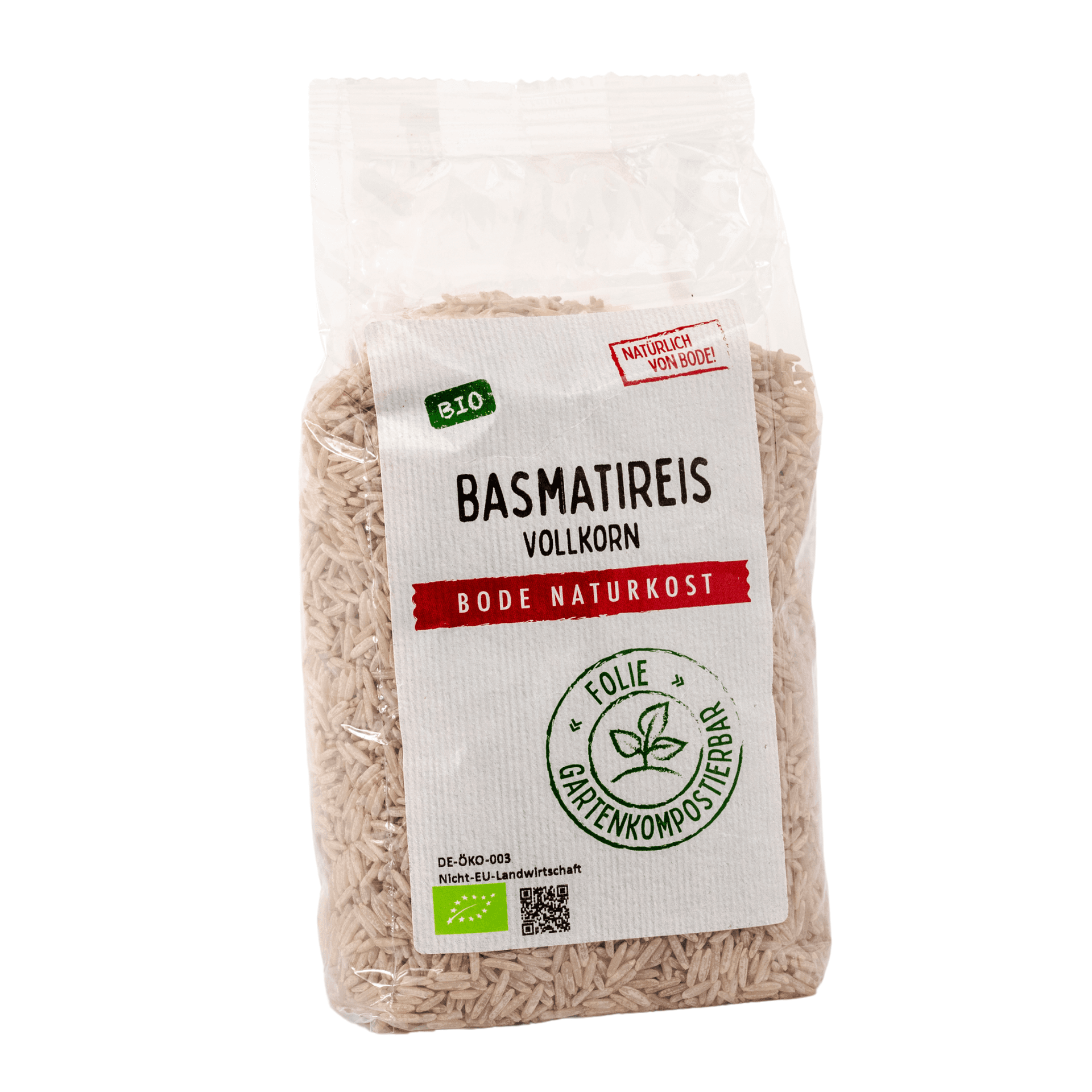 Arroz Basmati Integral orgánico, bolsa compostable para jardín 6x500g